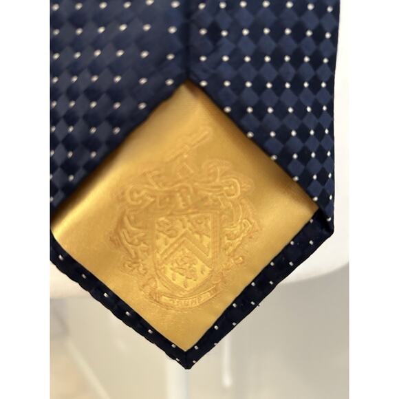 Donald Trump Mens Necktie Tie 100% Silk Blue Geometric Diamond Dot Print - Picture 4 of 6